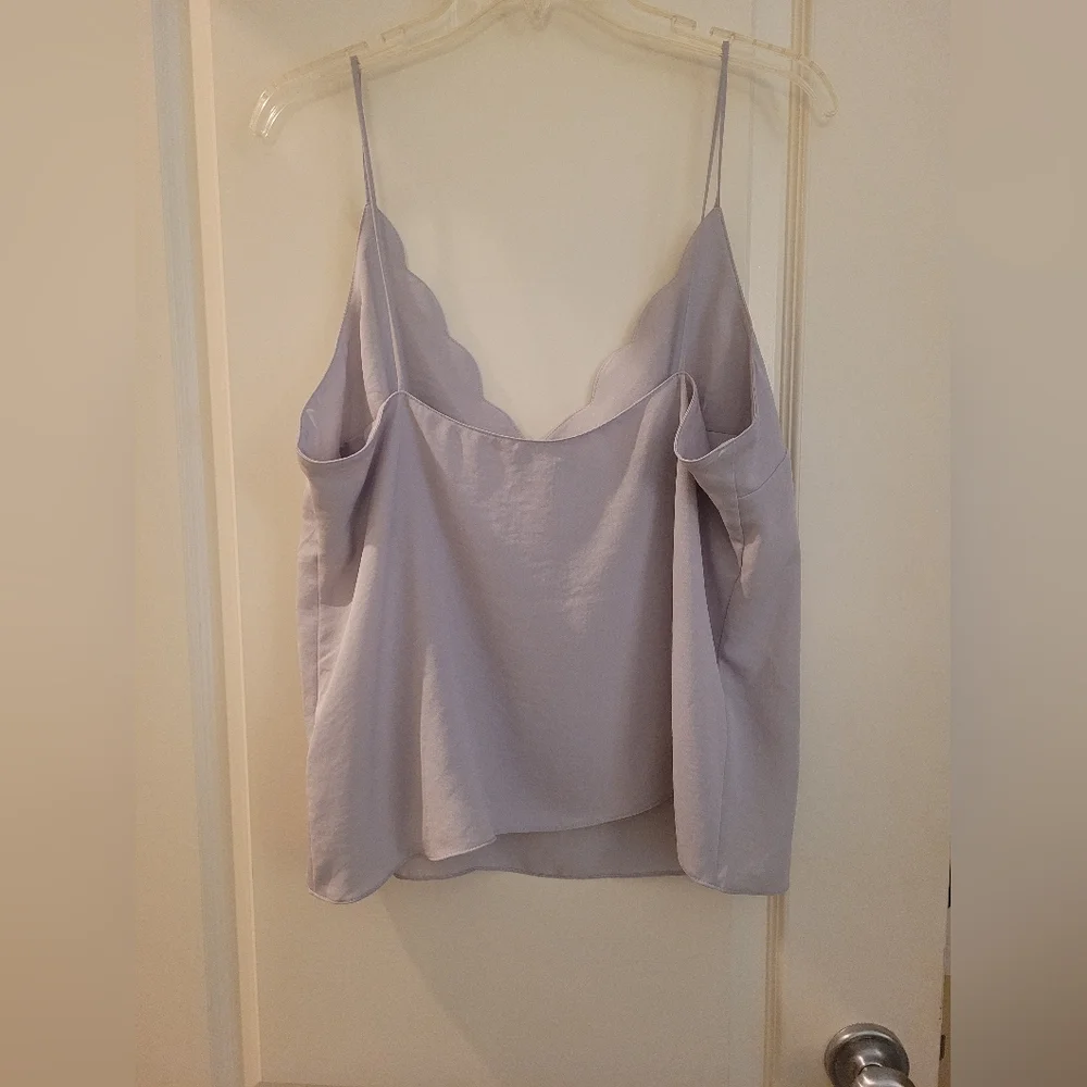 TopShop Grey Camisole Top with Scalloped Neckline - Picture 5 of 7